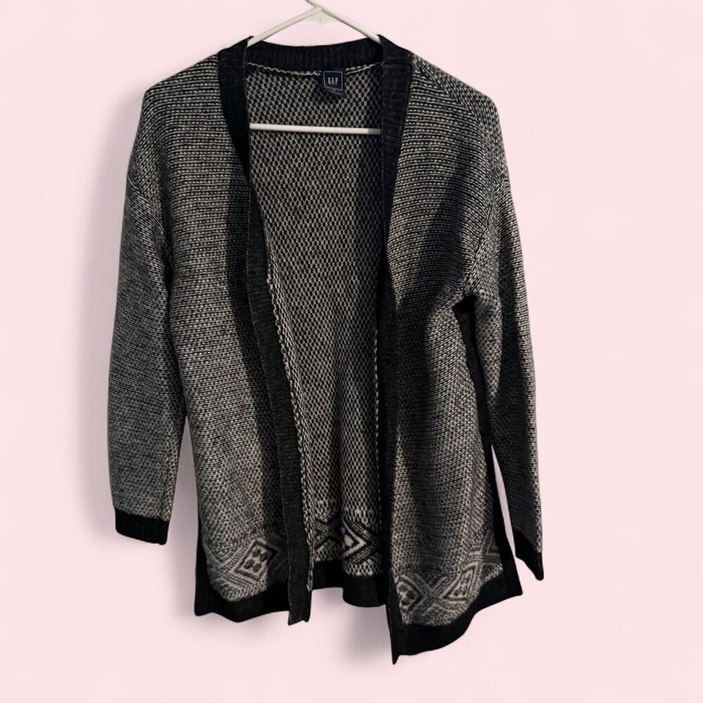 GAP cardigan womens XS black mixed pattern casual long sleeve open front
